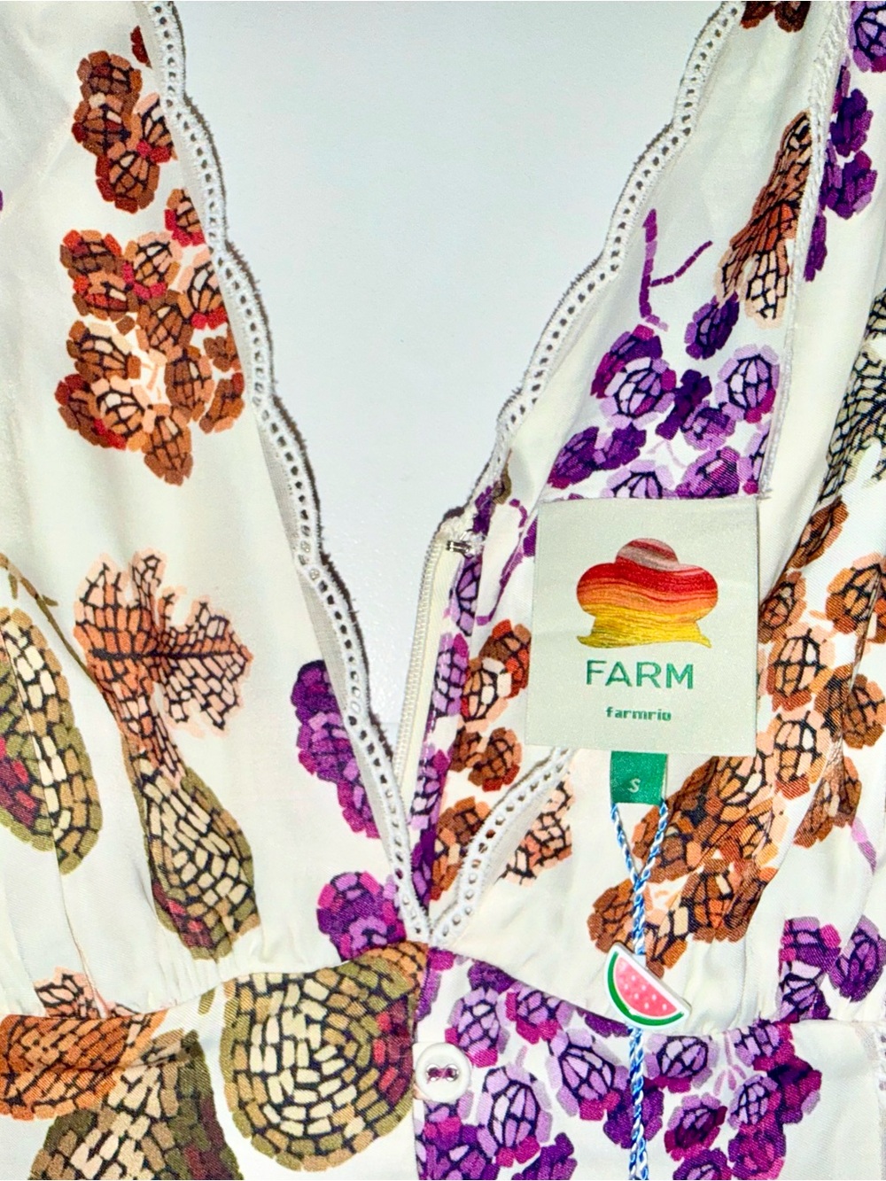 FARM Rio White Midi Dress with Purple & Brown Grape Print Brand new with tags - Picture 5 of 11